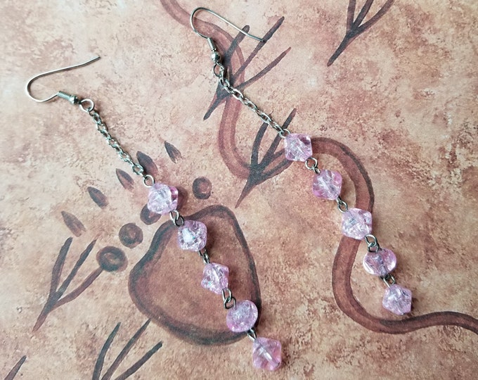 Pink Crackle Bead Earrings