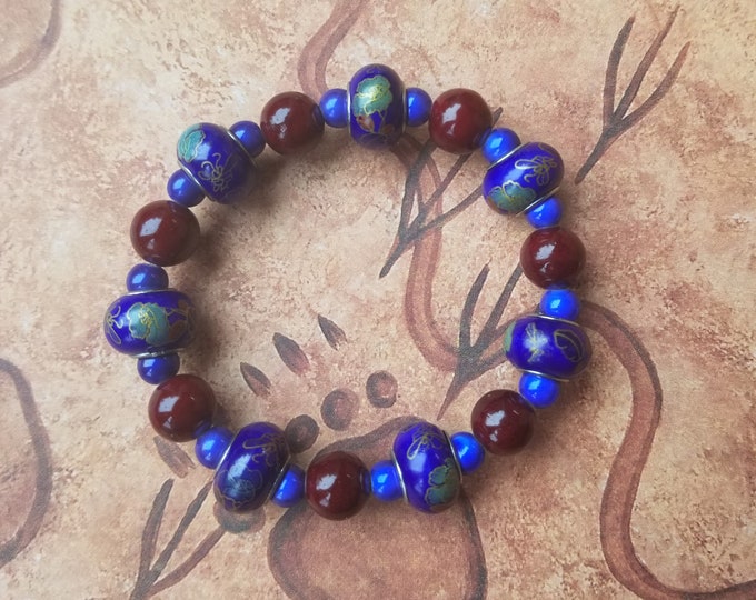 Blue and Red Asian Inspired Bracelet