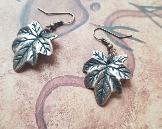 Copper Acrylic Leaf Earrings