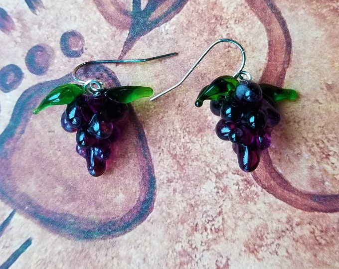 Small Glass Grape Earrings