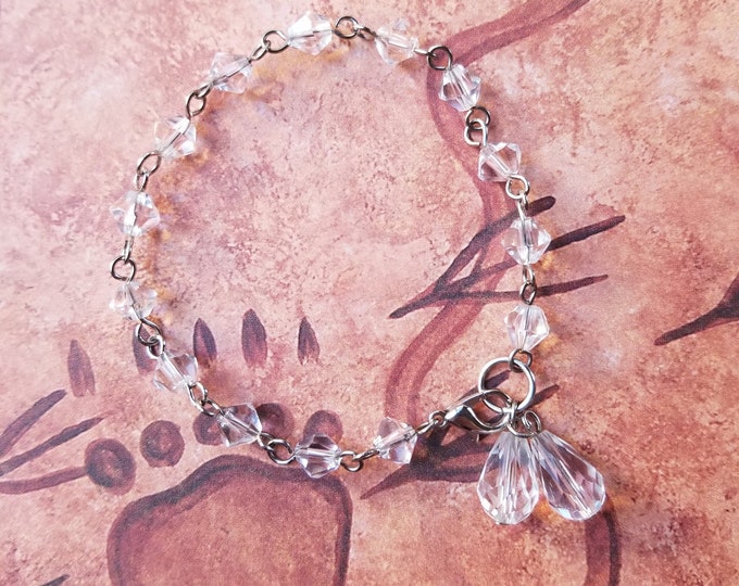 Clear Beaded Lobster Clasp Bracelet