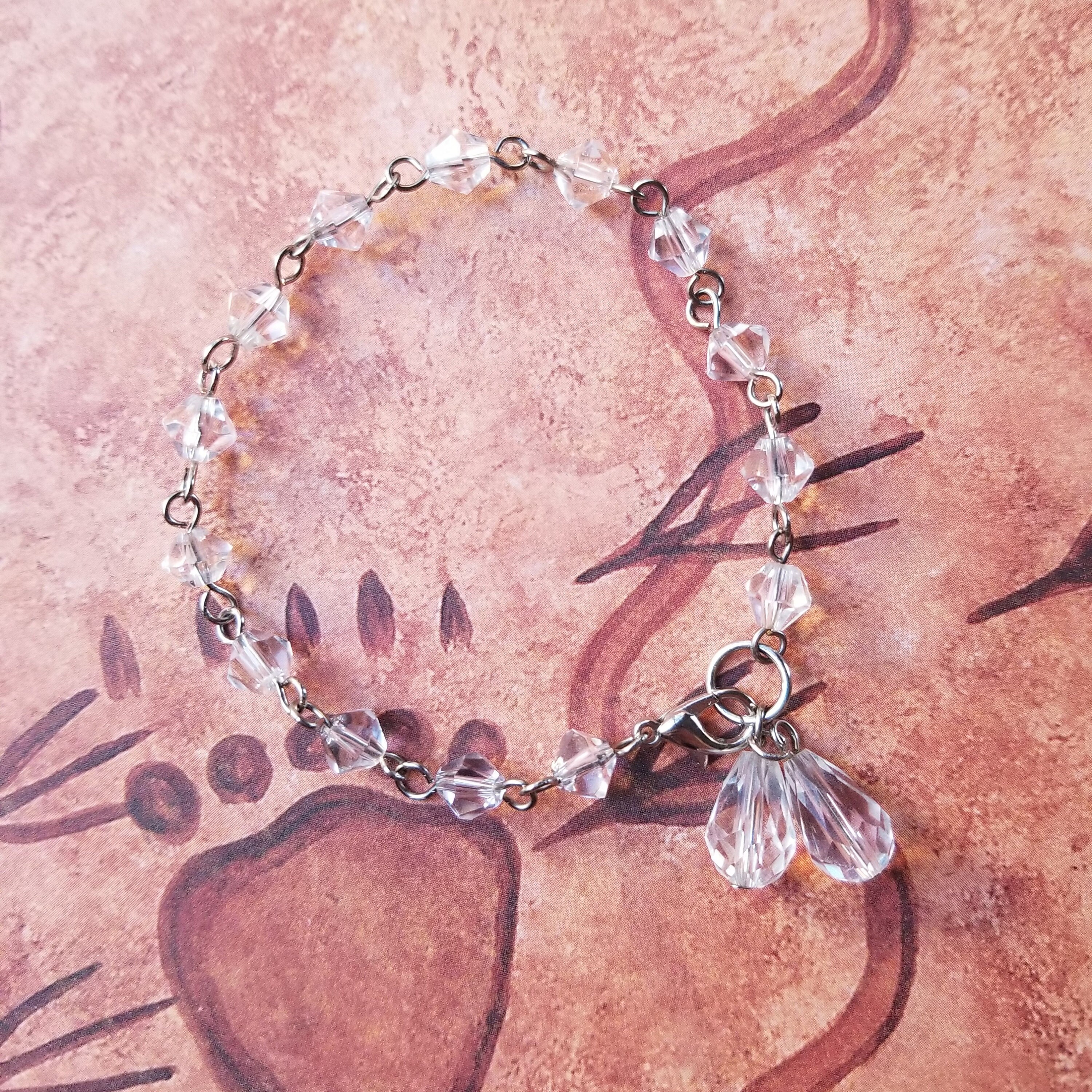 Clear Beaded Lobster Clasp Bracelet Etsy