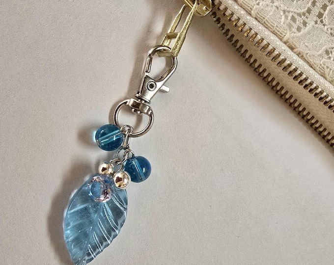 Blue Leaf Key Chain/ Zipper Pull