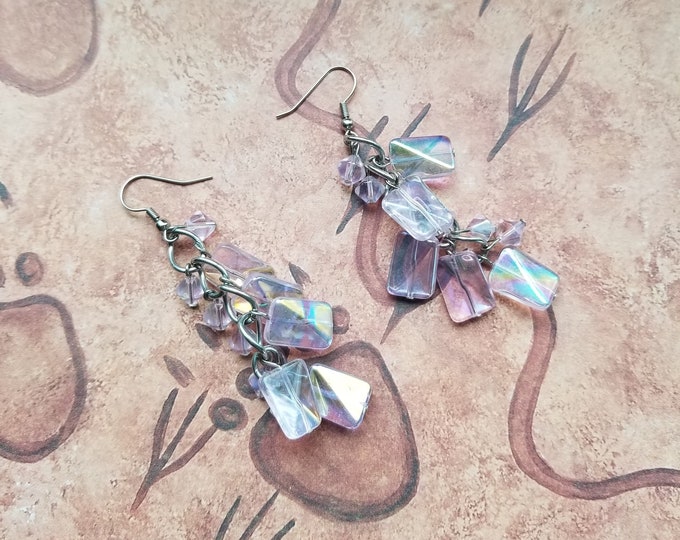 Pink and Silver Dangle Earrings