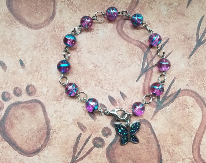 Purple Butterfly Charm Bracelet