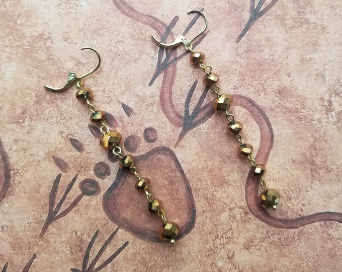 Gold Bead Dangle Earrings