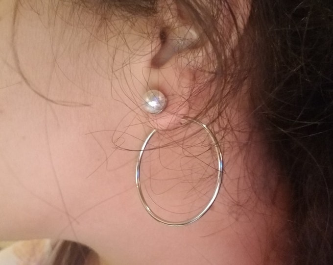 Pearl with Back Clasp Hoop Earrings