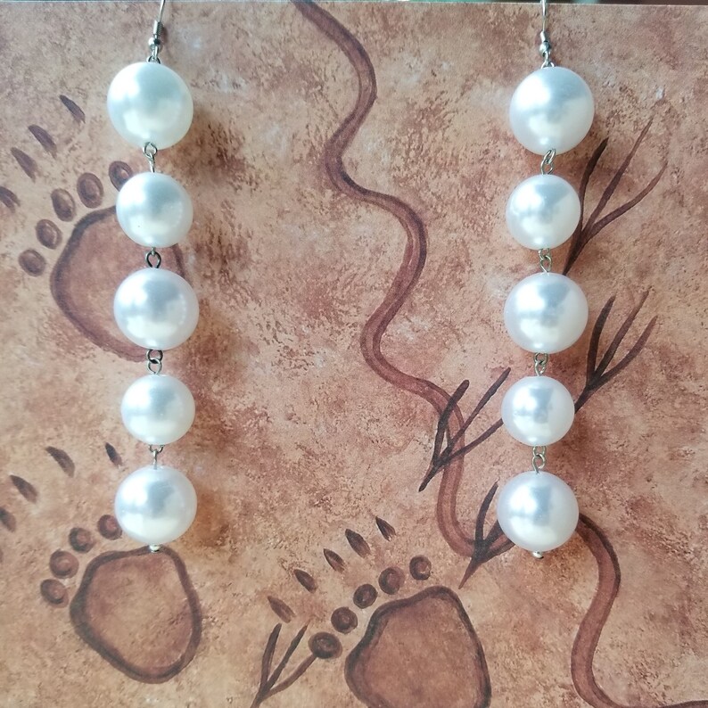 Faux Pearl Earrings Etsy