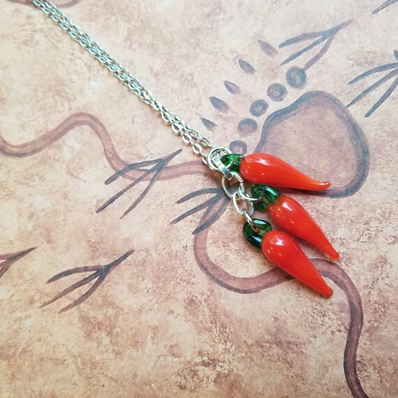 Glass Chili Pepper Necklace Etsy