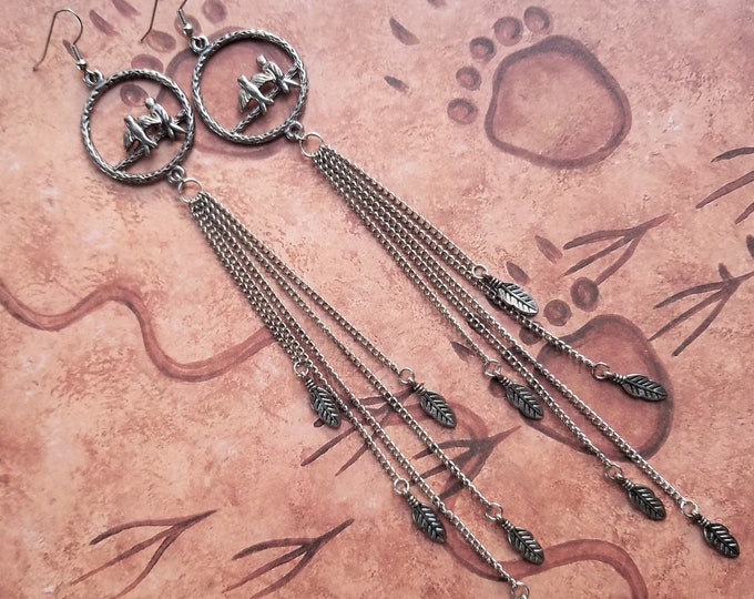 Silver Birds with Long Dangle Feathers