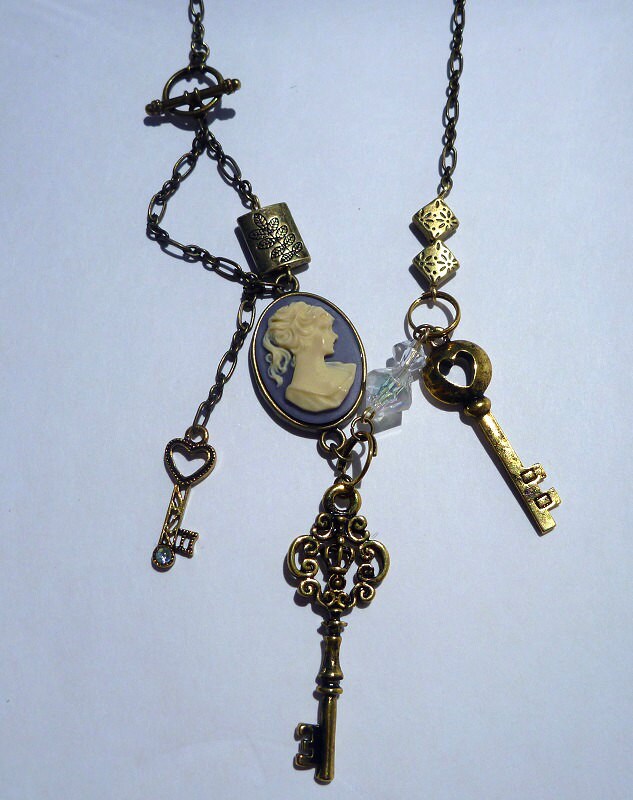 Cameo and Keys Charm Necklace