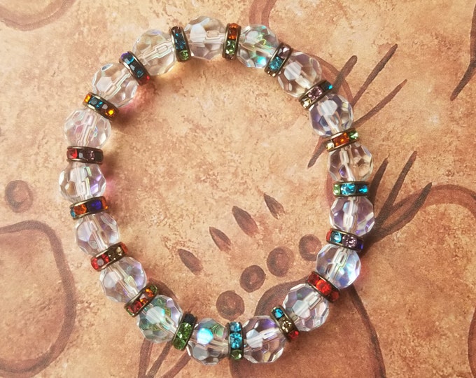 Aurora and Rainbow Rhinestone Bead Bracelet