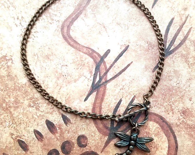 Copper Dragonfly Toggle Bracelet