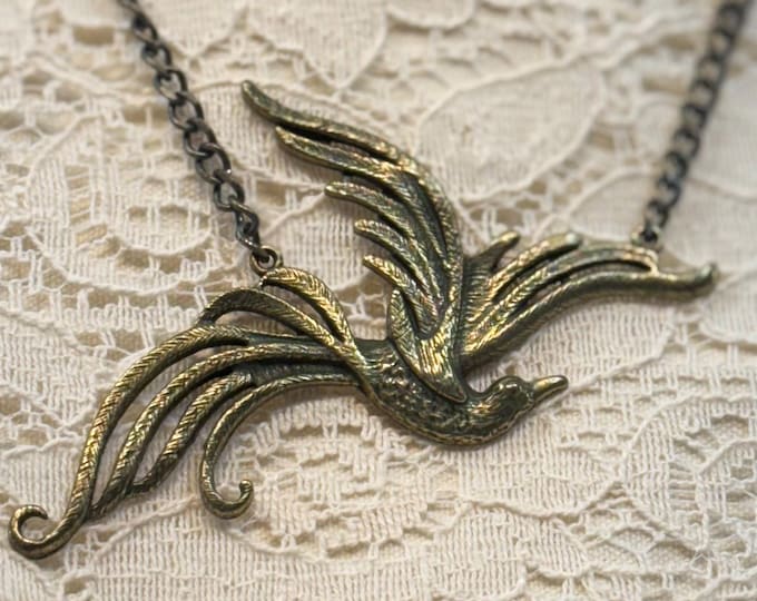 Antique Gold Bird Necklace