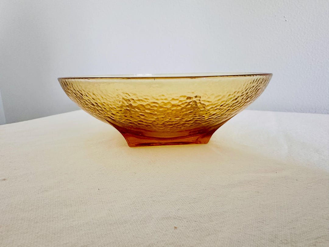 MCM Rippled Amber Glass Dish - Etsy