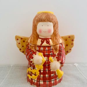 Vintage Debbie Mumm Angel Cookie Jar - 1998 Collectible - Cozy Country Christmas Decor
