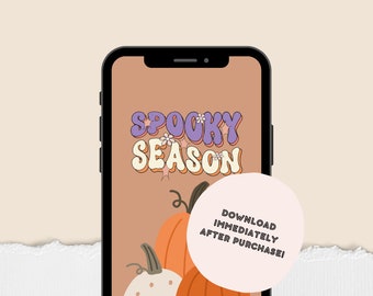 Spooky Season HALLOWEEN WALLPAPERS | Spooky iPhone Lock & HomeScreen Wallpaper iOS16/17 Pumpkin Background | Aesthetic HALLOWEEN Digital Art