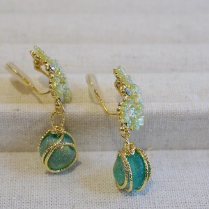Sterling Silver Shell Flower Earrings: Cat Eye Gemstone Dangles image 4