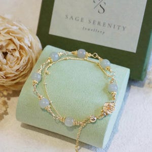 Natürliche Jade Gold Silber Kette Armbänder, Jade Blume Armband, Jade Kristall Armband, Kristall Yoga Schmuck, Jade Perlen Armband, Geschenk für sie
