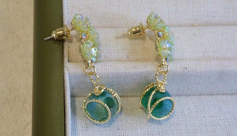 Sterling Silver Shell Flower Earrings: Cat Eye Gemstone Dangles image 5