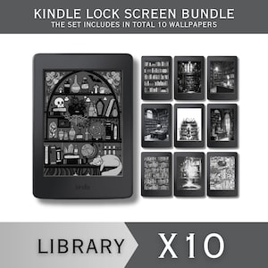 Lock Screens Bundle for Kindle FULL SCREEN Screensaver Books and Library Kindle Wallpaper