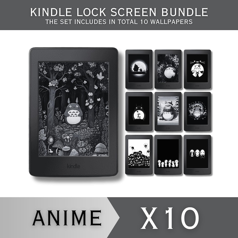 Lock Screens Bundle for Kindle FULL SCREEN Screensaver Anime Kindle Wallpaper image 1