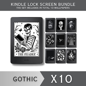 Pacote de telas de bloqueio para Kindle, protetor de tela em tela cheia, papel de parede gótico para Kindle