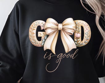 God is good, floral letters PNG:religious Easter design, gift PNG, digital download