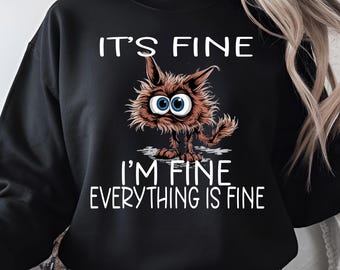 Everything is Fine Cat PNG SVG: Funny Clipart (Digital Download)