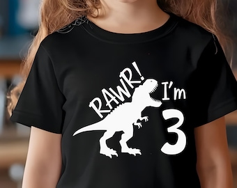 Personalized Dinosaur Birthday PNG: Party T-Shirt Design (Digital File)