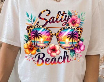 Saltwater Beach PNG, Sublimation, Tropical Flowers PNG, Colorful Summer PNG, Trendy Png, T-shirt Design, Digital Download Png, Dtf