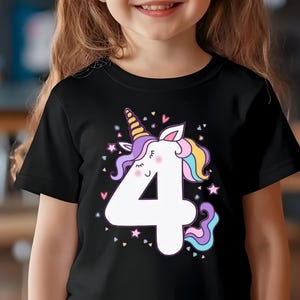 Unicorn Fourth Birthday PNG: Rainbow Horn Shirt Design (Digital Download)