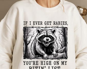 Funny Raccoon Rabies List PNG: Sarcastic Humor Design (Digital Download)