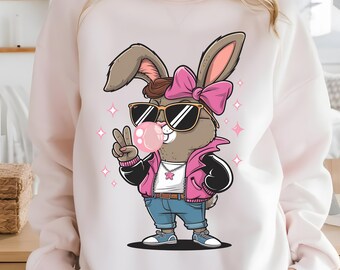 Easter Bunny PNG: Coquette Bow, Sunglasses (Digital Download)