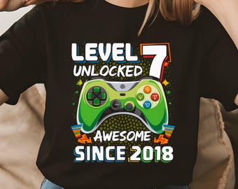 Level 7 Unlocked Gamer Birthday SVG: 7th Birthday Boy Shirt (Digital File)