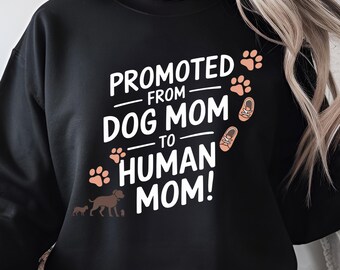 Promoted From Dog Mom To Human Mom Svg, New Mom Gift Onesie Svg, Dxf Png Cut File for Cricut Silhouette Cameo