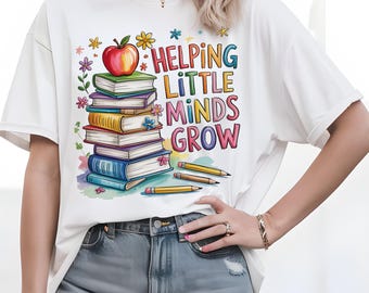 Teacher Sublimation Design PNG: Helping Little Minds Grow (Digital Download
