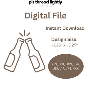 Cheers Embroidery Design File - Instant Download