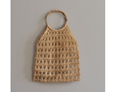 macrame bag with bamboo handles / woven straw bag