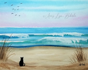 Black Cats in Summer - Ocean Waves - Fine Art Prints by AmyLyn Bihrle bc59