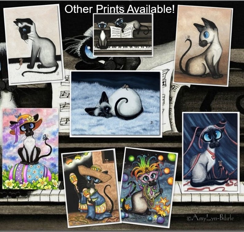 Siamese Cat Gift Wrap Ribbon Fun Art Prints by Bihrle ck388 image 2