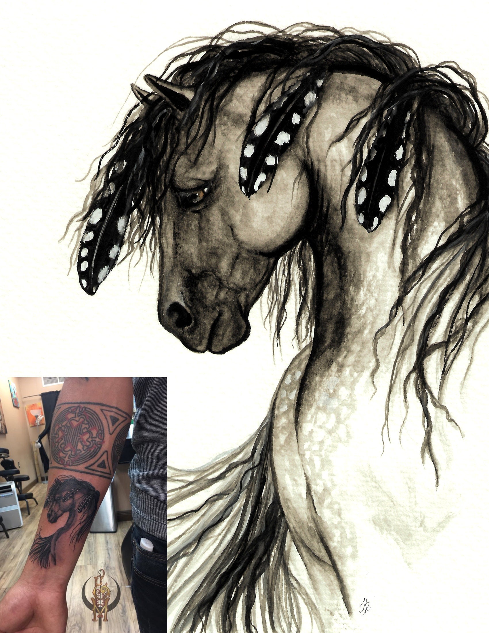 Native american war horse tattoo - Bronctattooaus.com