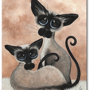 Photo Encadrée Vintage, Deux Chats Siamois, Art Mural, Thème Animal
