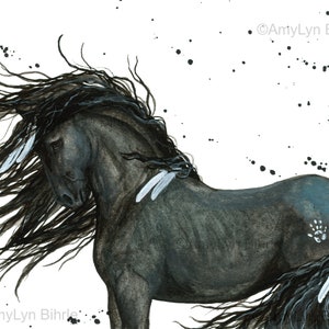 SAVE 10 SALE - Full price 95 Majestic Black Horse -  16x20 Inch Giclee Print by Bihrle mm112