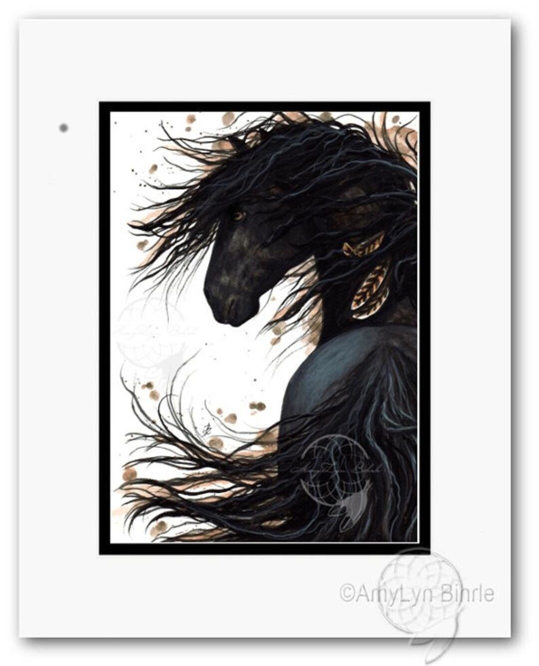 NEW Ready to Ship Hand Signed Gift Idea Black Friesian Mustangs Wild