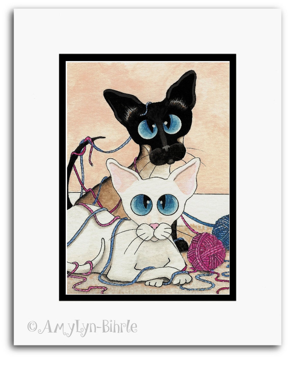 Siamese Cats Balls of Yarn Fine Art Print by Amylyn Bihrle Etsy
