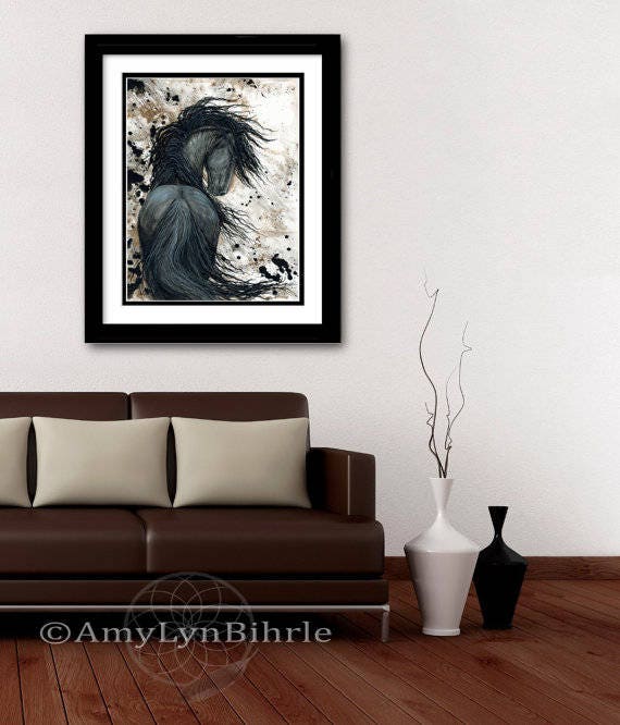 The Black Horse (ART_8370_62099) - Handpainted Art Painting - 20in X 24in