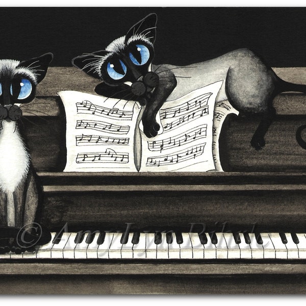 Piano chats siamois - Impressions d'art par Bihrle ck362