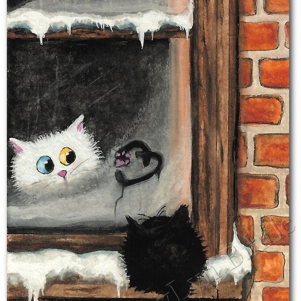 No Words Needed Miss you Love you Cat ArT -Print by Bihrle ck173