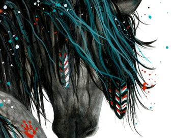 Bemalter Krieger Pferd Tattoo Design: Digitaler Download